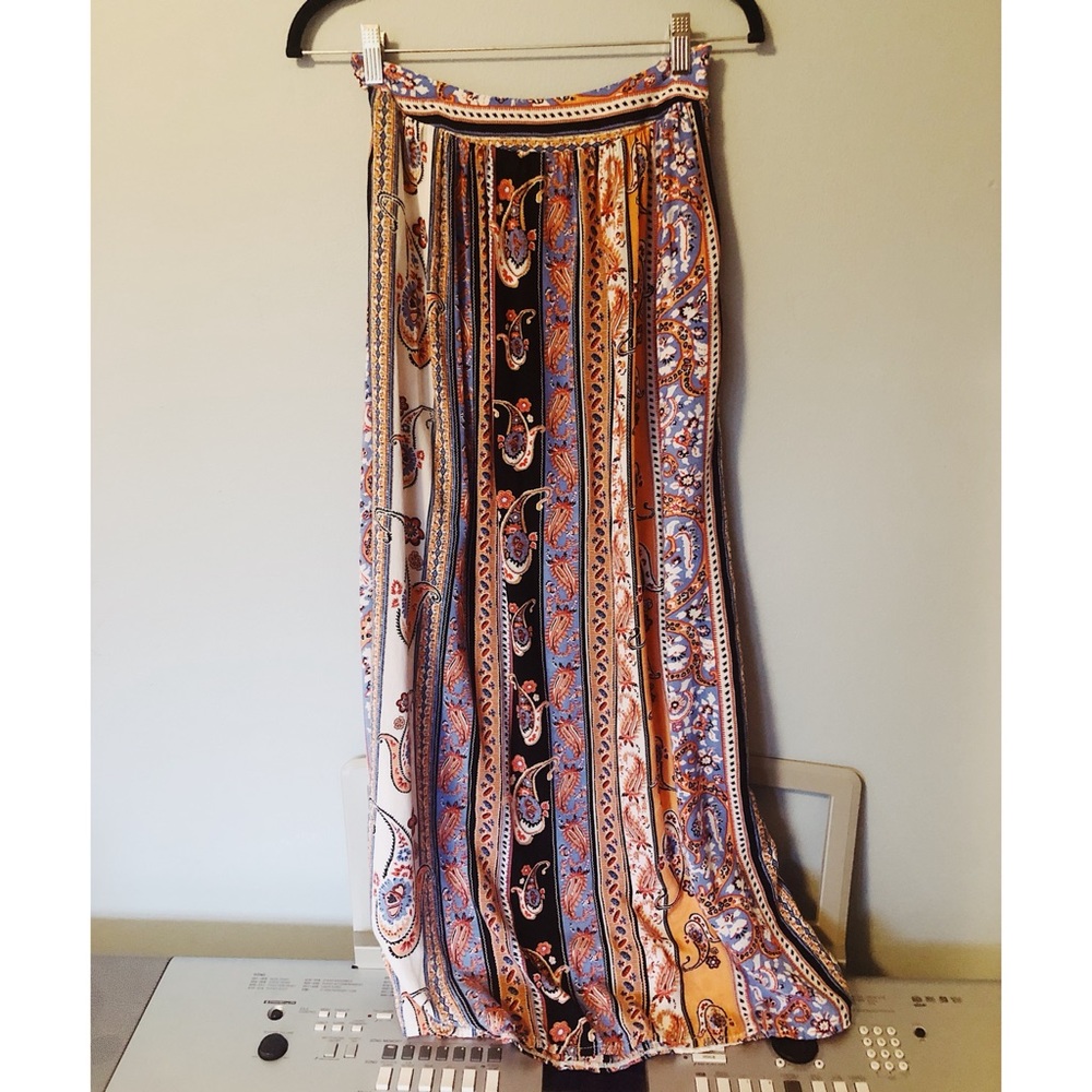 boho paisley / tribal print maxi skirt
